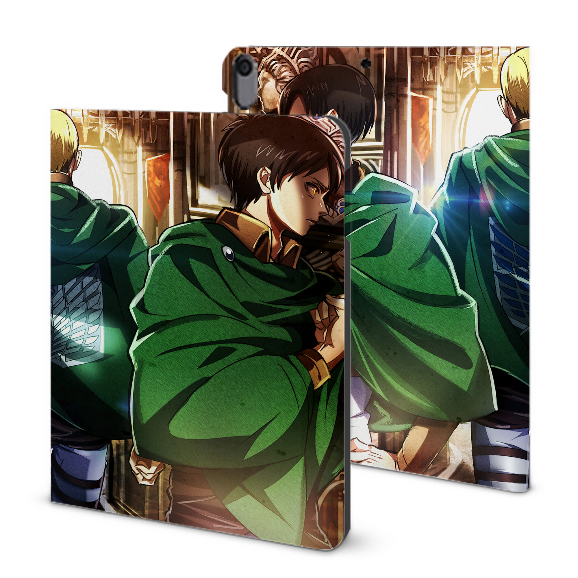 （画像用） 進撃の巨人 Attack on Titan IPad ケース ブック型 PUレザー TPU 耐衝撃 軽量 薄型 ペン収納なし 全面保護 IPad 各モデル対応